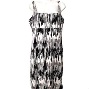 Calvin Klein Sleeveless Black, Gray and White Sheath Knee Length Dress Size 12